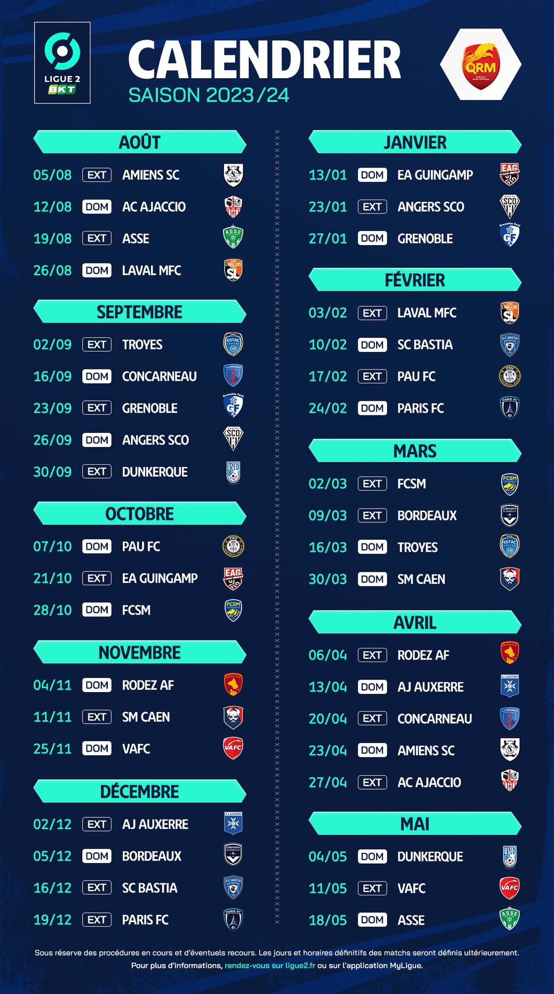 Les calendriers 2023/2024 de L1 et L2 dévoilés – LIGUE DE FOOTBALL DE